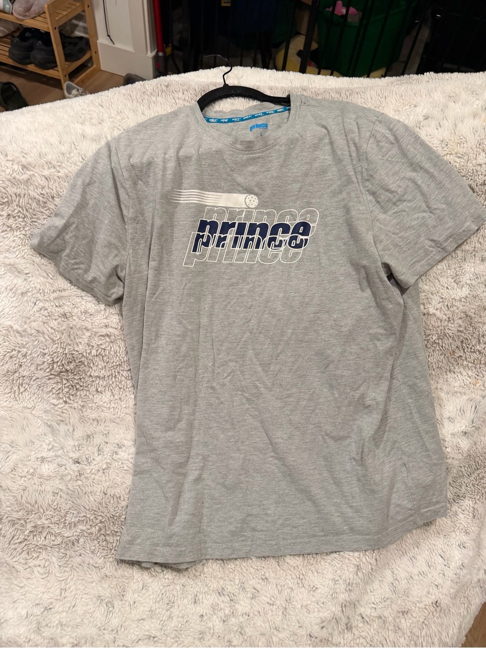Prince Gray Short-Sleeve Tee with Navy Logo